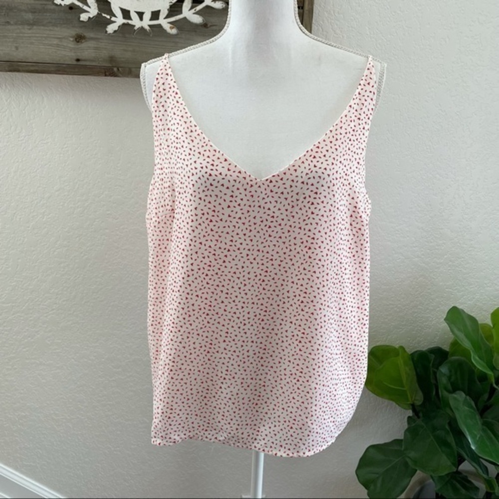 Banana Republic white red heart Valentine print camisole tank L‎ XL